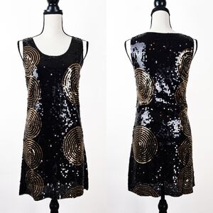 EUC Runway Paris Black and Gold Sequin Dress